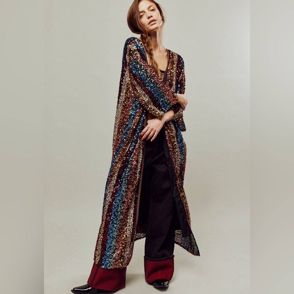 SOLD Free People Sequin Prism Kimono